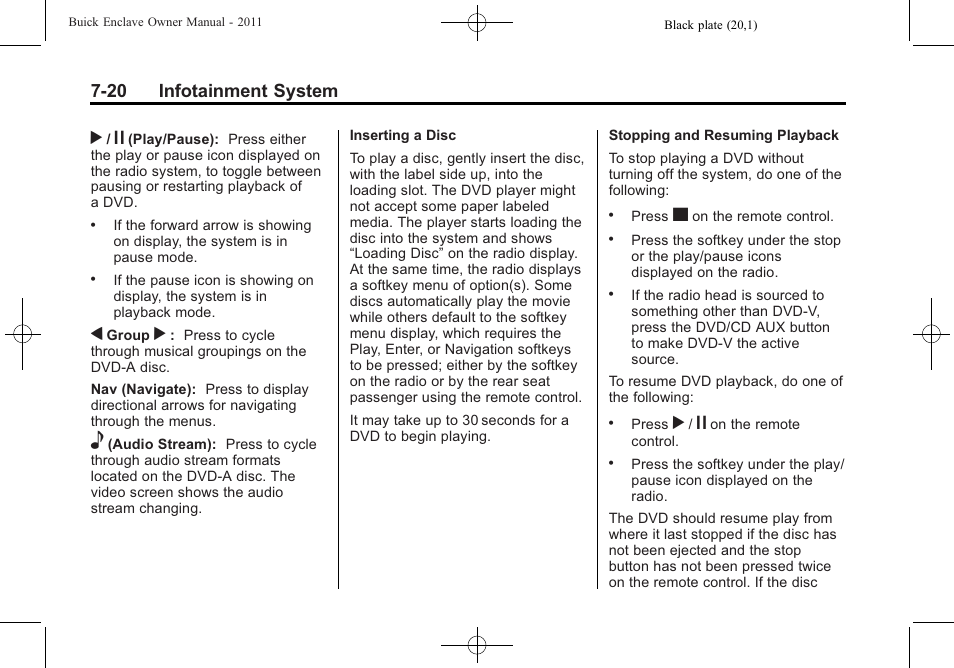 20 infotainment system | Buick 2011 Enclave User Manual | Page 196 / 434