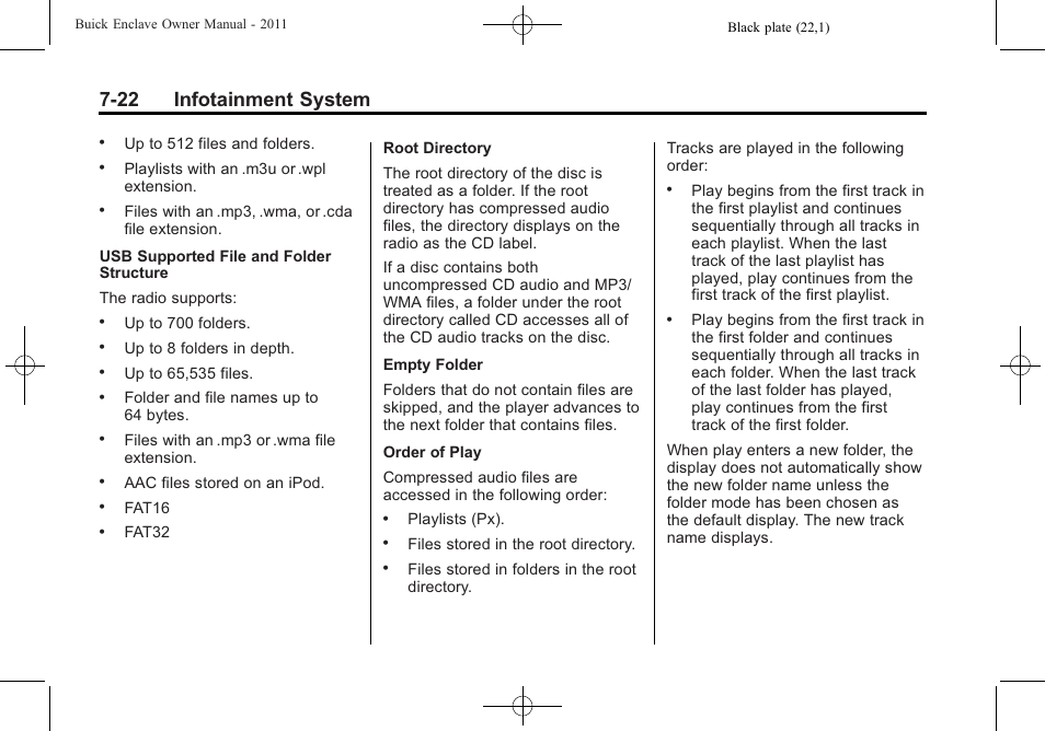 22 infotainment system | Buick 2011 Enclave User Manual | Page 198 / 434