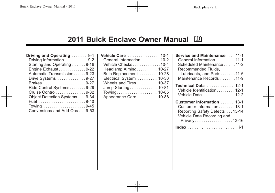 2011 buick enclave owner manual m | Buick 2011 Enclave User Manual | Page 2 / 434