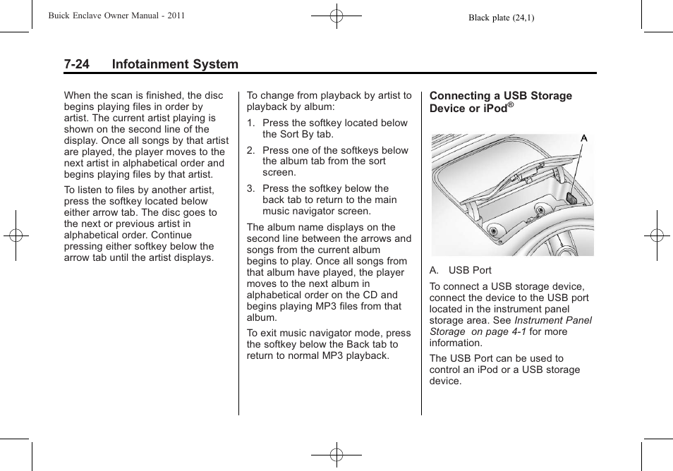 24 infotainment system | Buick 2011 Enclave User Manual | Page 200 / 434