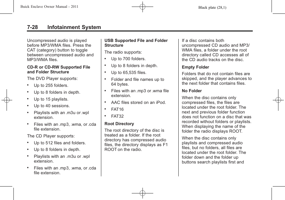 28 infotainment system | Buick 2011 Enclave User Manual | Page 204 / 434