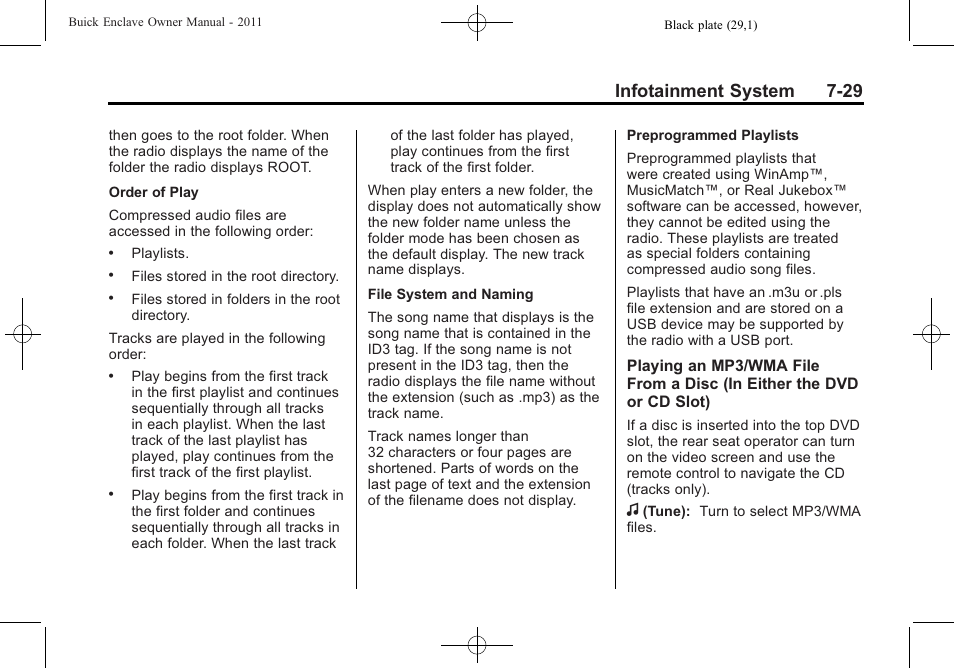 Infotainment system 7-29 | Buick 2011 Enclave User Manual | Page 205 / 434