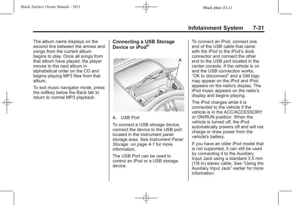 Infotainment system 7-31 | Buick 2011 Enclave User Manual | Page 207 / 434