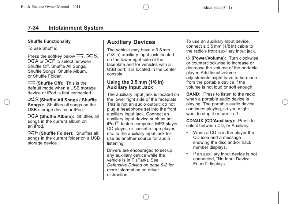 Auxiliary devices, Auxiliary devices -34, Become | Buick 2011 Enclave User Manual | Page 210 / 434
