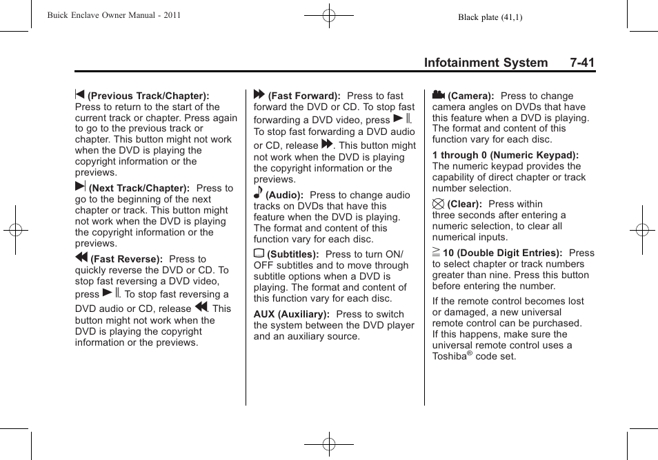 Buick 2011 Enclave User Manual | Page 217 / 434