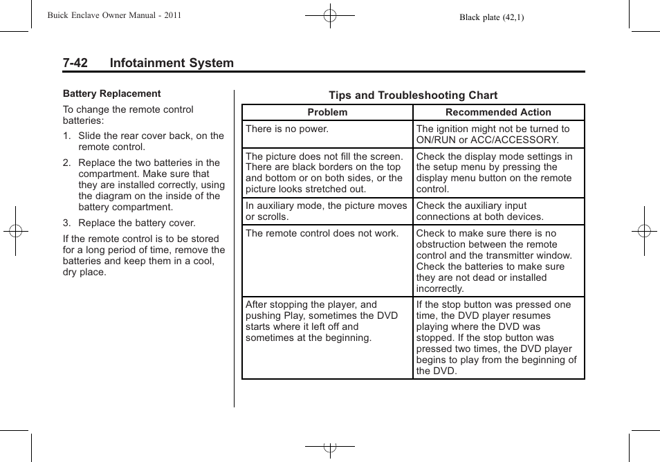 42 infotainment system | Buick 2011 Enclave User Manual | Page 218 / 434