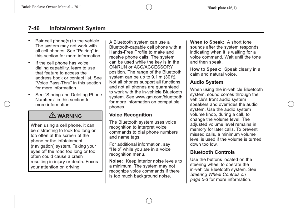 46 infotainment system | Buick 2011 Enclave User Manual | Page 222 / 434