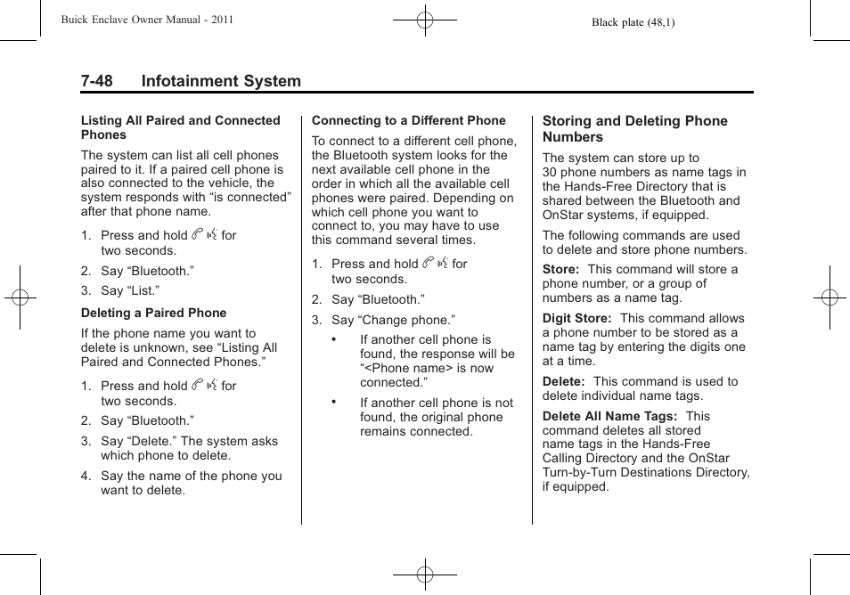 48 infotainment system | Buick 2011 Enclave User Manual | Page 224 / 434