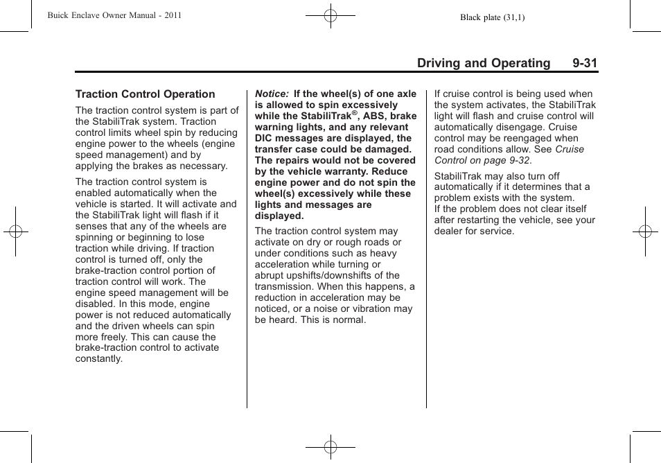 Driving and operating 9-31 | Buick 2011 Enclave User Manual | Page 269 / 434