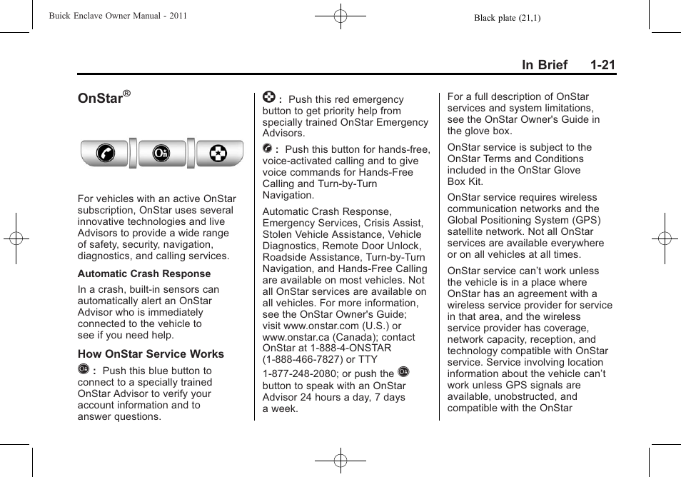 Onstar | Buick 2011 Enclave User Manual | Page 27 / 434