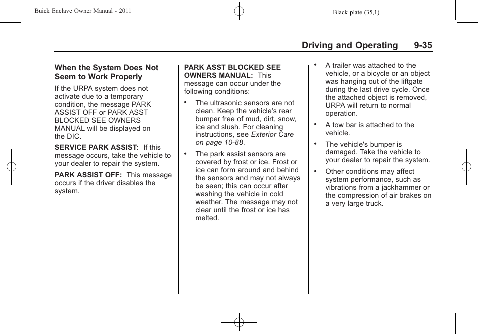 Driving and operating 9-35 | Buick 2011 Enclave User Manual | Page 273 / 434