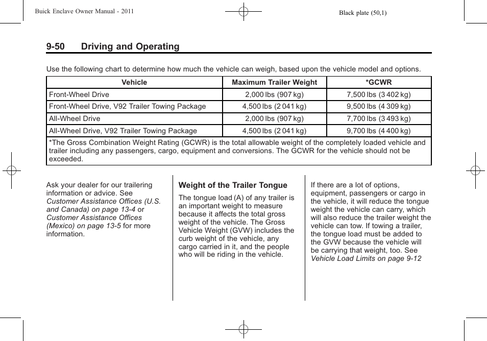 50 driving and operating | Buick 2011 Enclave User Manual | Page 288 / 434