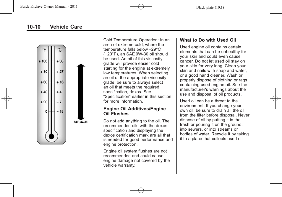 10 vehicle care | Buick 2011 Enclave User Manual | Page 302 / 434