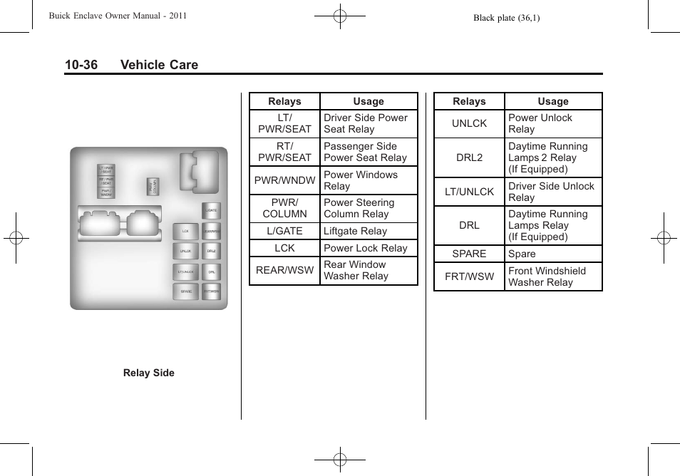 36 vehicle care | Buick 2011 Enclave User Manual | Page 328 / 434