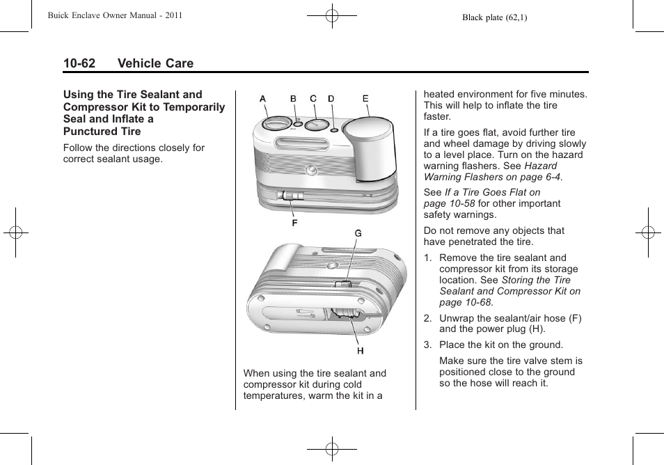 62 vehicle care | Buick 2011 Enclave User Manual | Page 354 / 434