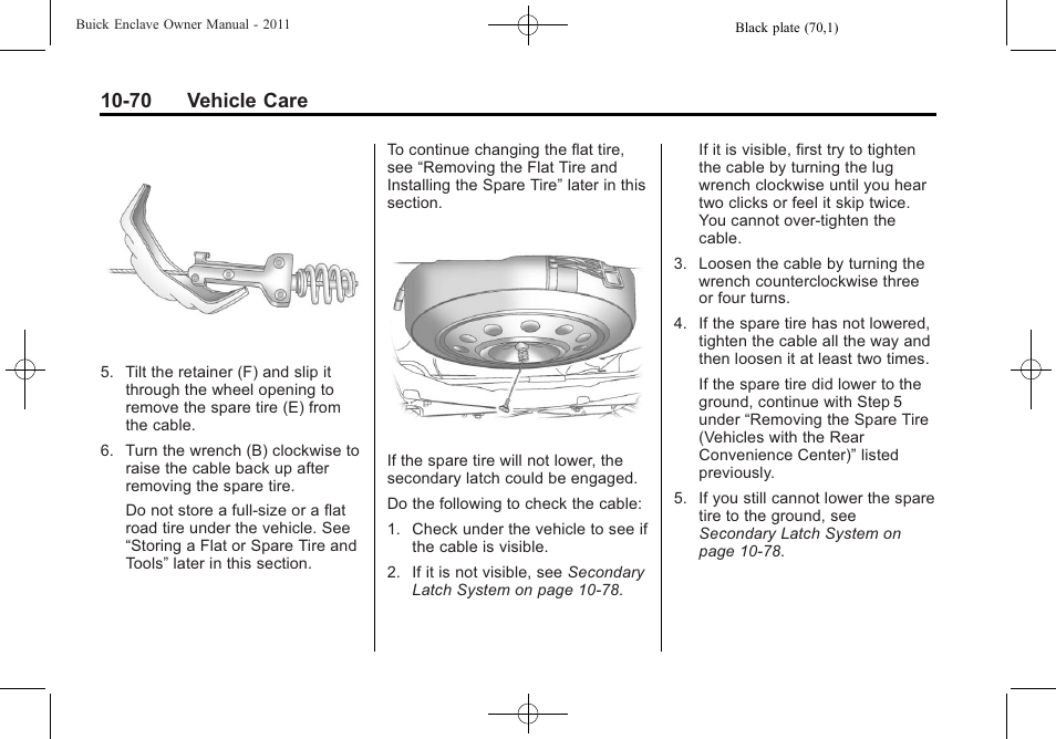 70 vehicle care | Buick 2011 Enclave User Manual | Page 362 / 434