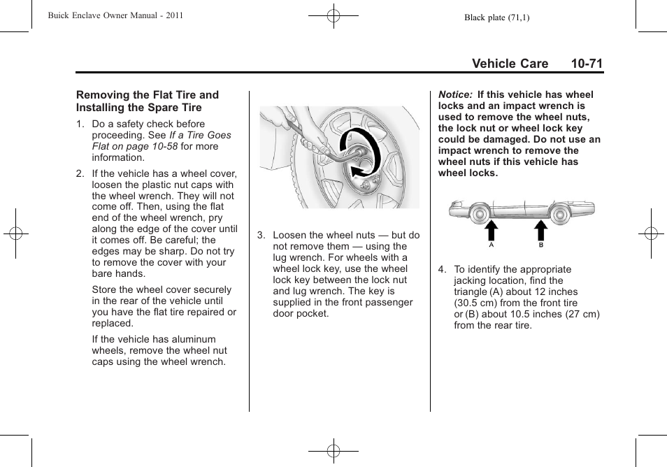 Vehicle care 10-71 | Buick 2011 Enclave User Manual | Page 363 / 434