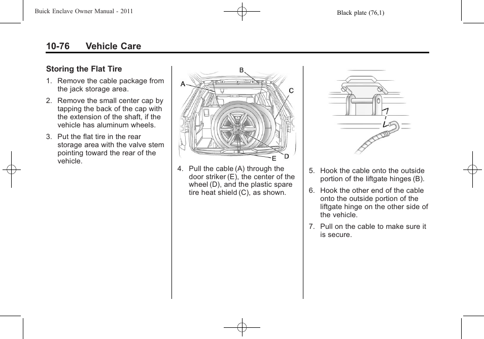 76 vehicle care | Buick 2011 Enclave User Manual | Page 368 / 434