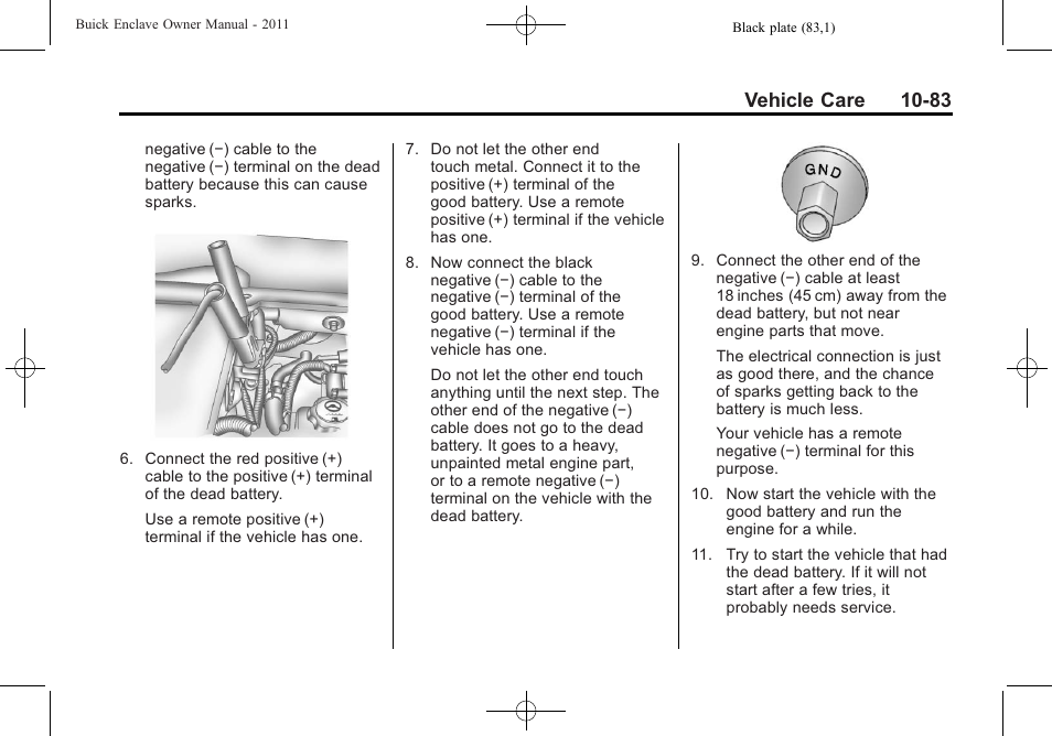 Vehicle care 10-83 | Buick 2011 Enclave User Manual | Page 375 / 434