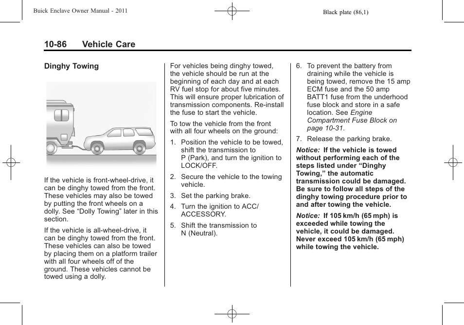 86 vehicle care | Buick 2011 Enclave User Manual | Page 378 / 434