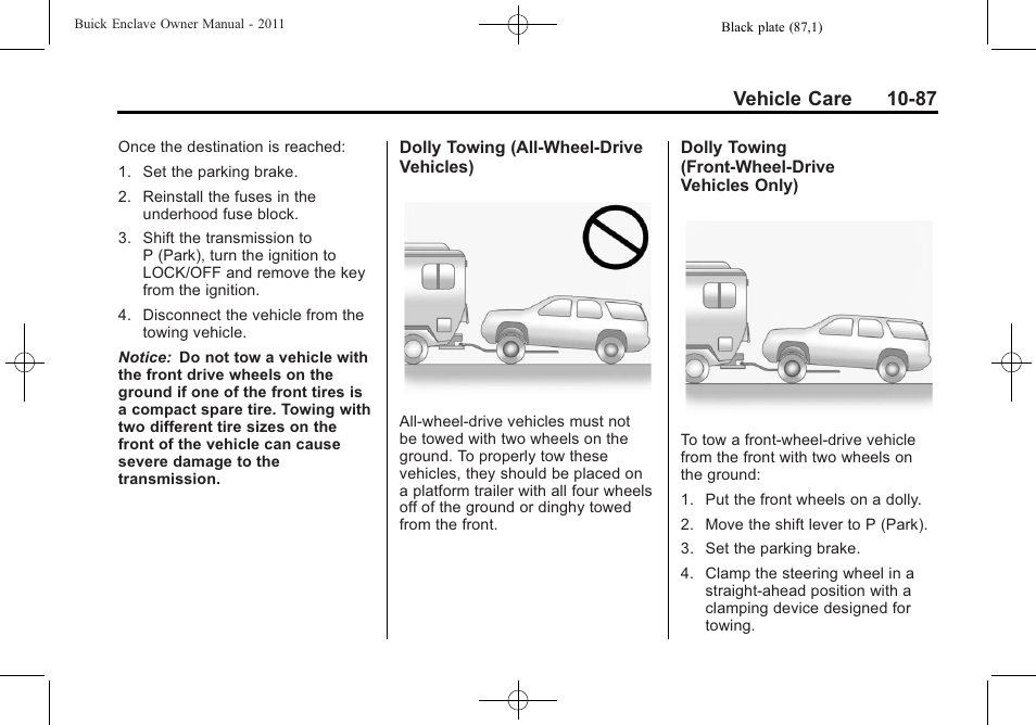 Vehicle care 10-87 | Buick 2011 Enclave User Manual | Page 379 / 434