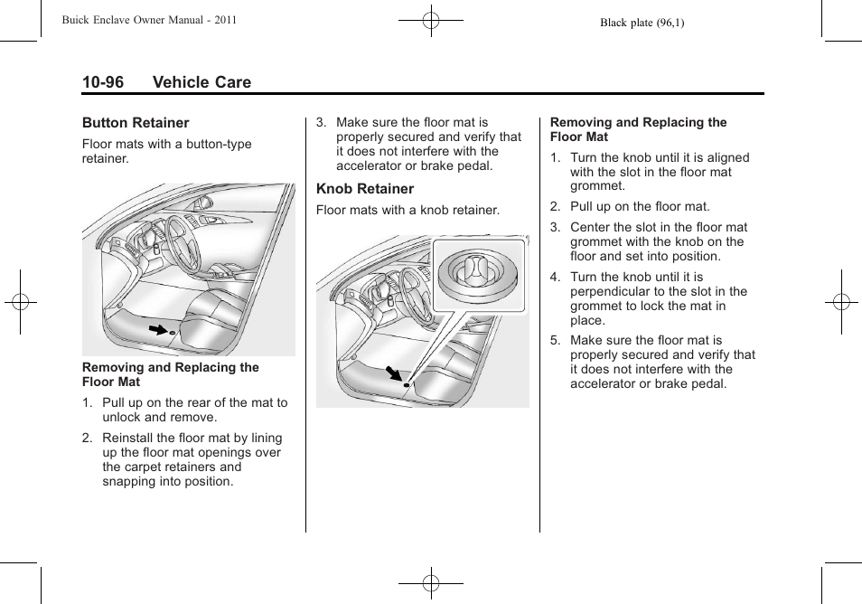 96 vehicle care | Buick 2011 Enclave User Manual | Page 388 / 434