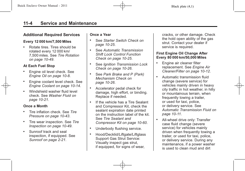 4 service and maintenance | Buick 2011 Enclave User Manual | Page 392 / 434