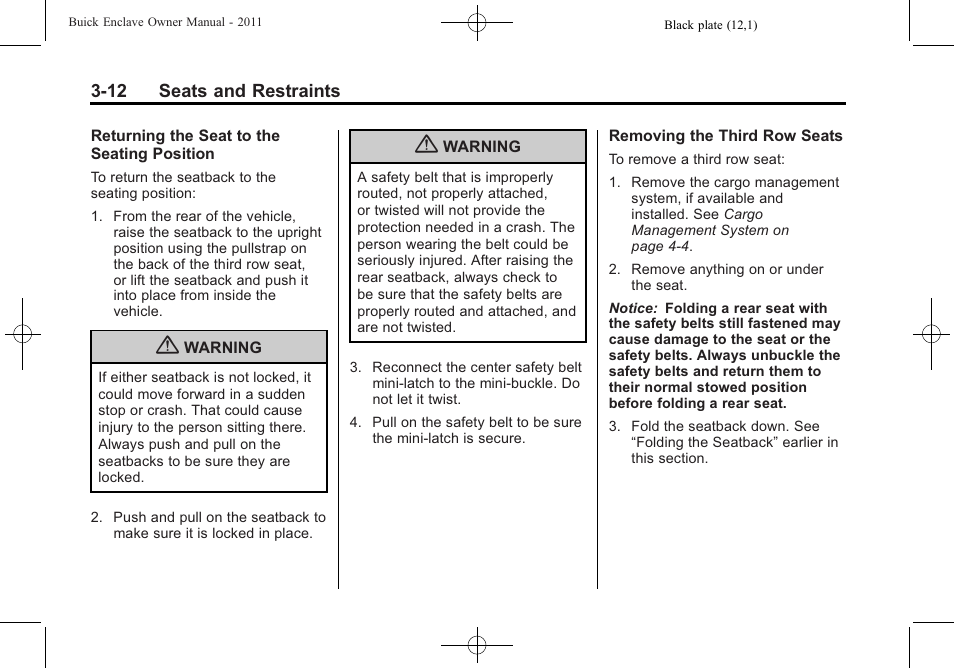 Buick 2011 Enclave User Manual | Page 62 / 434