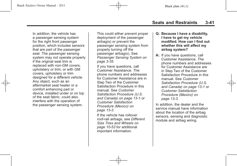 Seats and restraints 3-41 | Buick 2011 Enclave User Manual | Page 91 / 434