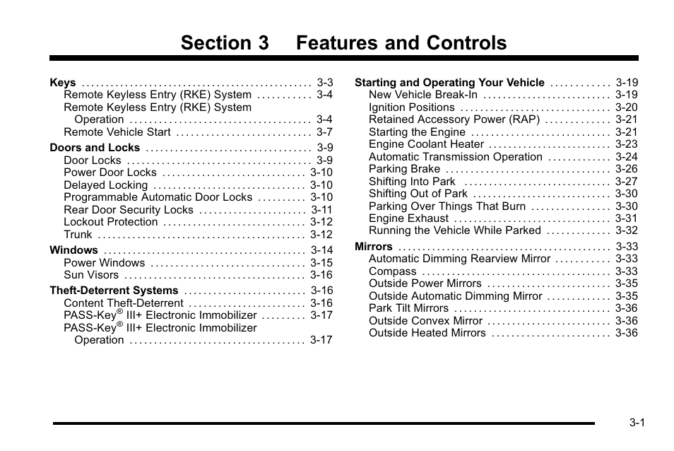 Features and controls, Features and controls -1 | Buick 2010 Lucerne User Manual | Page 109 / 474