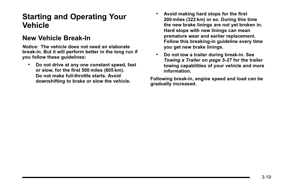 Starting and operating your vehicle, New vehicle break-in, Starting and operating your vehicle -19 | New vehicle break-in -19 | Buick 2010 Lucerne User Manual | Page 127 / 474