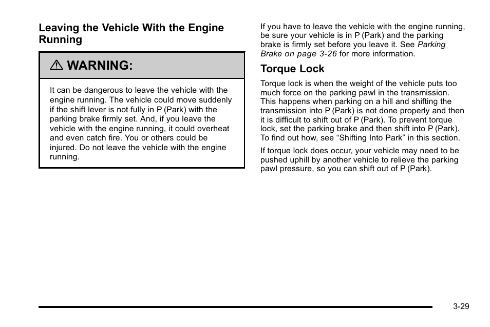 Warning | Buick 2010 Lucerne User Manual | Page 137 / 474