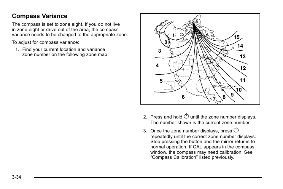 Compass variance | Buick 2010 Lucerne User Manual | Page 142 / 474