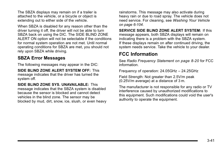 Fcc information | Buick 2010 Lucerne User Manual | Page 149 / 474