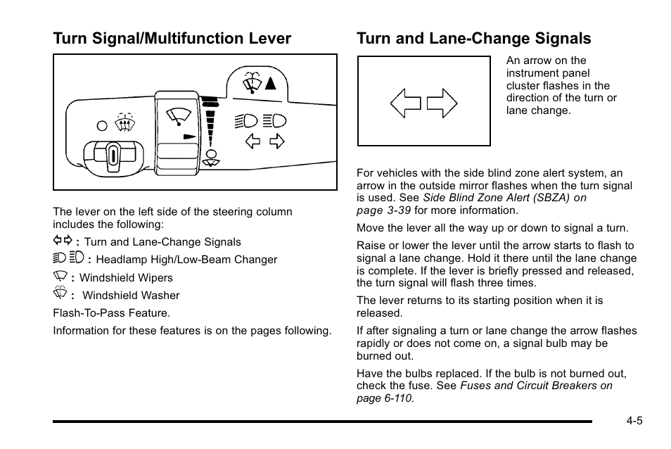 Turn signal/multifunction lever, Turn and lane-change signals | Buick 2010 Lucerne User Manual | Page 165 / 474