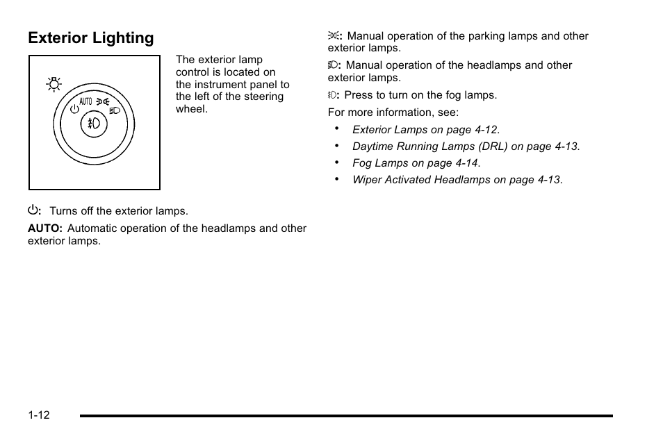 Exterior lighting, Exterior lighting -12 | Buick 2010 Lucerne User Manual | Page 18 / 474
