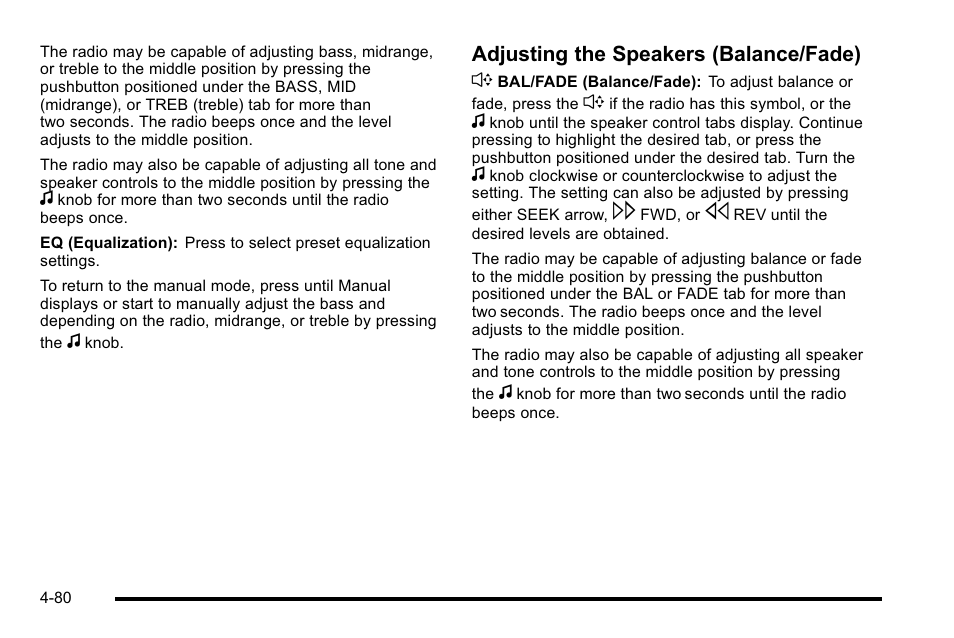 Adjusting the speakers (balance/fade) | Buick 2010 Lucerne User Manual | Page 240 / 474