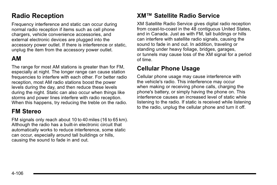 Radio reception, Radio reception -106 | Buick 2010 Lucerne User Manual | Page 266 / 474