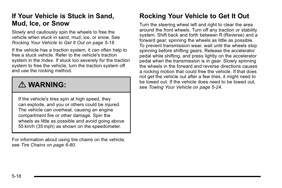 Rocking your vehicle to get it out, If your vehicle is stuck in sand, mud, ice, Or snow -18 | Rocking your vehicle to get it out -18, Warning | Buick 2010 Lucerne User Manual | Page 286 / 474