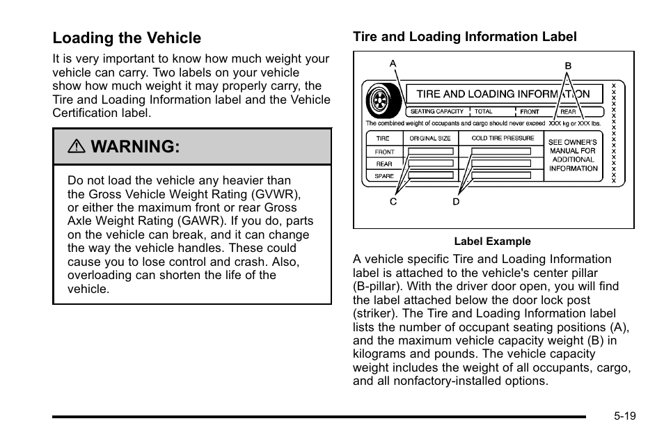Loading the vehicle, Loading the vehicle -19, Warning | Buick 2010 Lucerne User Manual | Page 287 / 474
