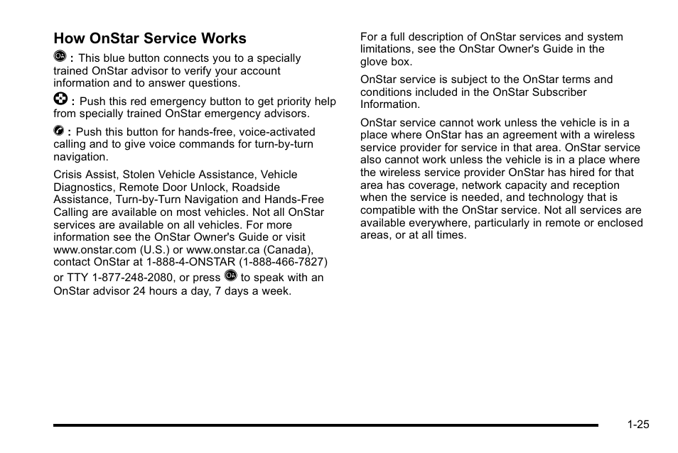 How onstar service works q | Buick 2010 Lucerne User Manual | Page 31 / 474