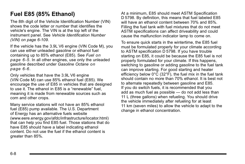 Fuel e85 (85% ethanol), Fuel e85 (85% ethanol) -8 | Buick 2010 Lucerne User Manual | Page 310 / 474