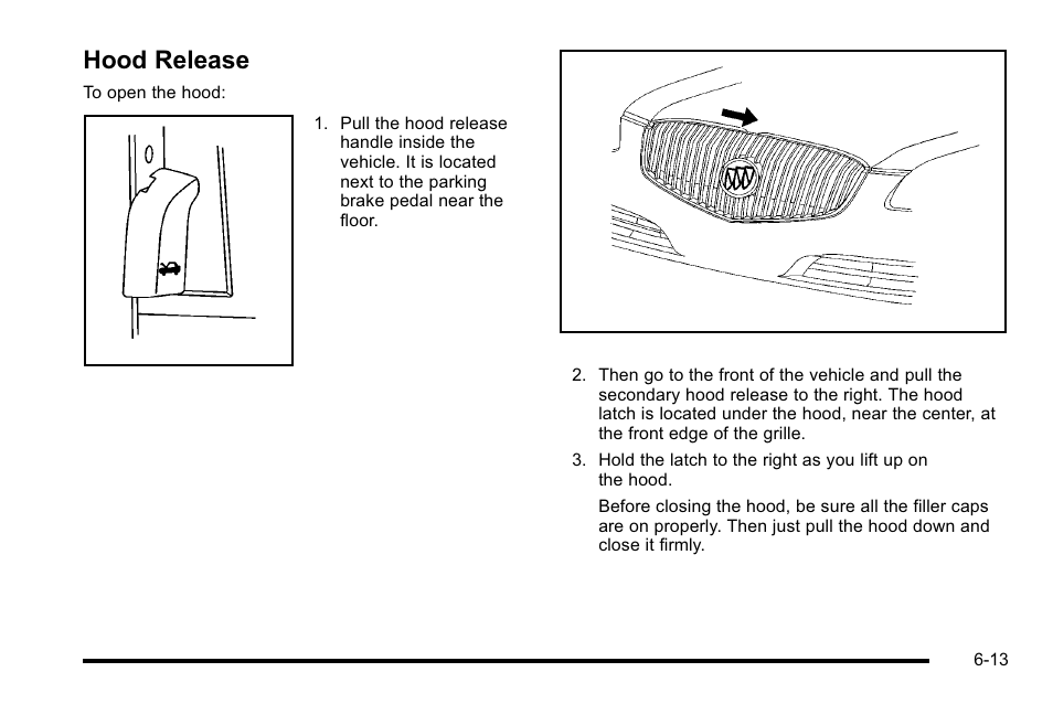 Hood release, Hood release -13 | Buick 2010 Lucerne User Manual | Page 315 / 474