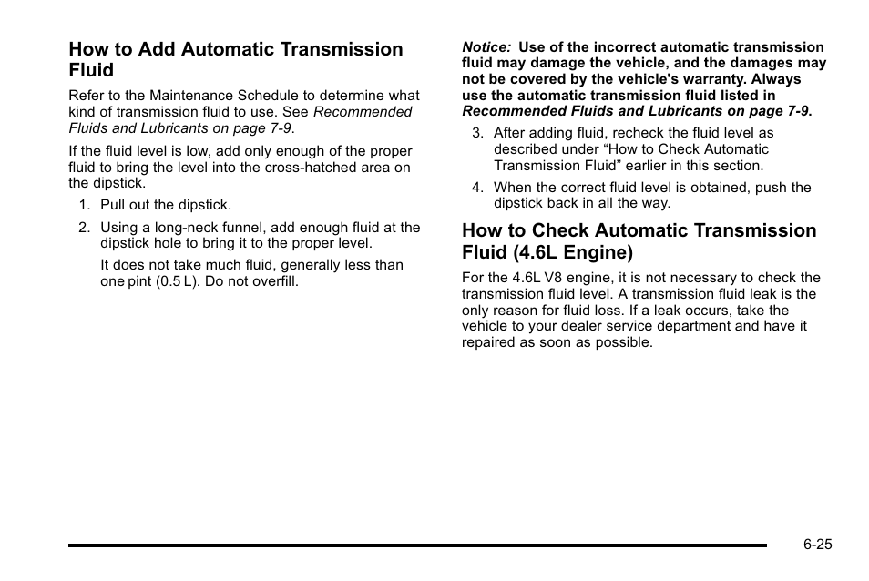 How to add automatic transmission fluid | Buick 2010 Lucerne User Manual | Page 327 / 474