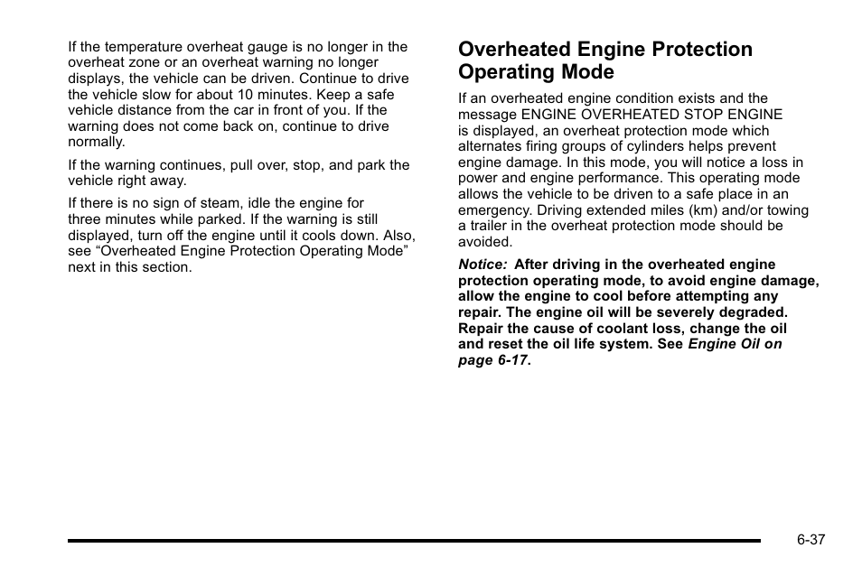 Overheated engine protection operating mode, Overheated engine protection, Operating mode -37 | Buick 2010 Lucerne User Manual | Page 339 / 474