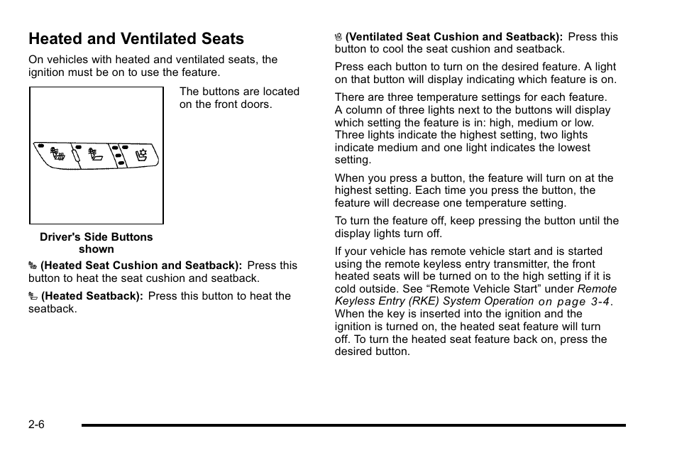 Heated and ventilated seats, Heated and ventilated seats -6 | Buick 2010 Lucerne User Manual | Page 38 / 474