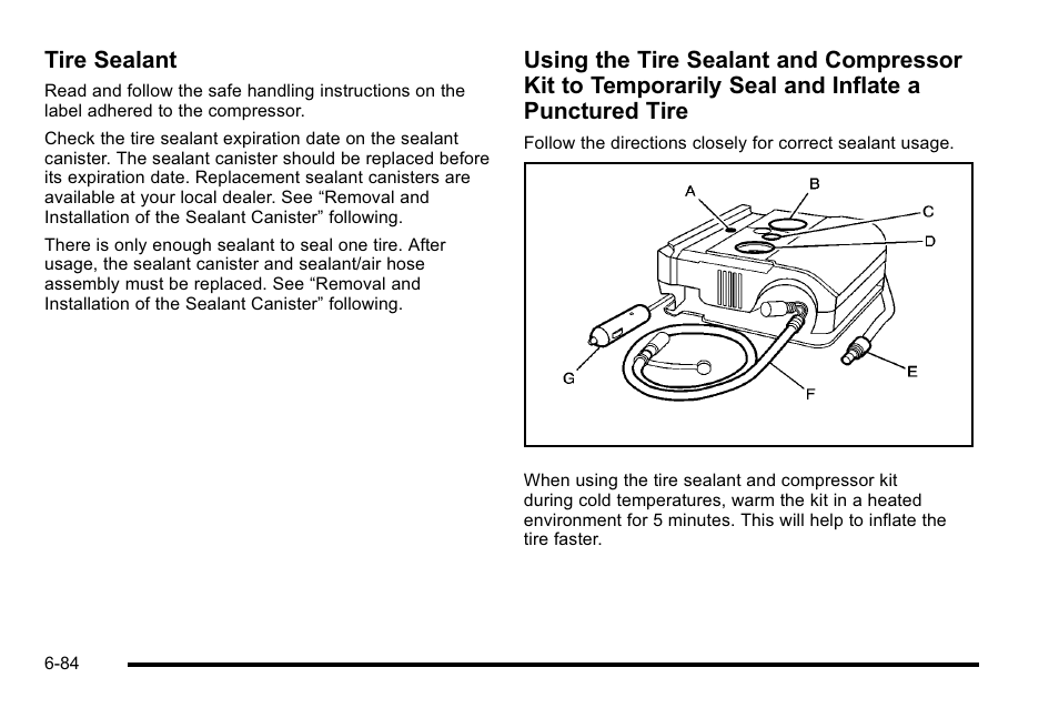Tire sealant | Buick 2010 Lucerne User Manual | Page 386 / 474