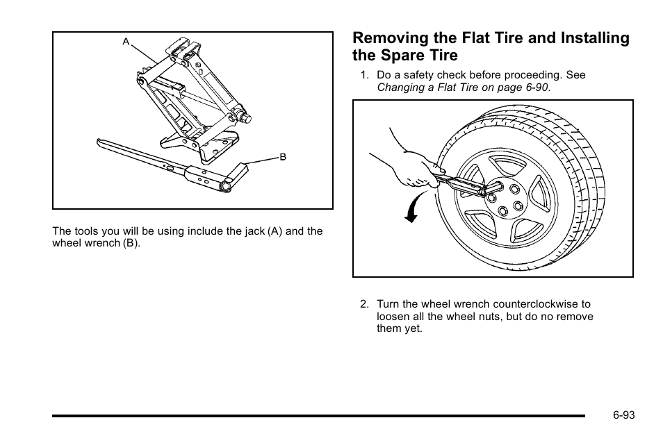 Removing the flat tire and installing the, Spare tire -93 | Buick 2010 Lucerne User Manual | Page 395 / 474