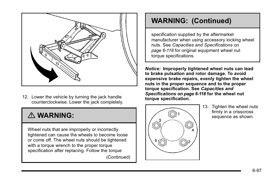 Warning, Warning: (continued) | Buick 2010 Lucerne User Manual | Page 399 / 474