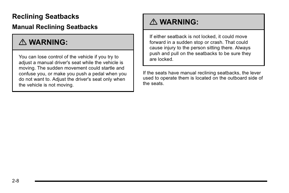 Reclining seatbacks, Reclining seatbacks -8 | Buick 2010 Lucerne User Manual | Page 40 / 474